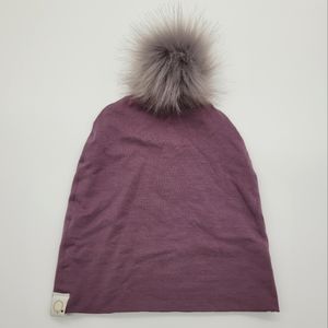 QUINN & DOT | slouchy bamboo stretch faux fur pompom beanie toque